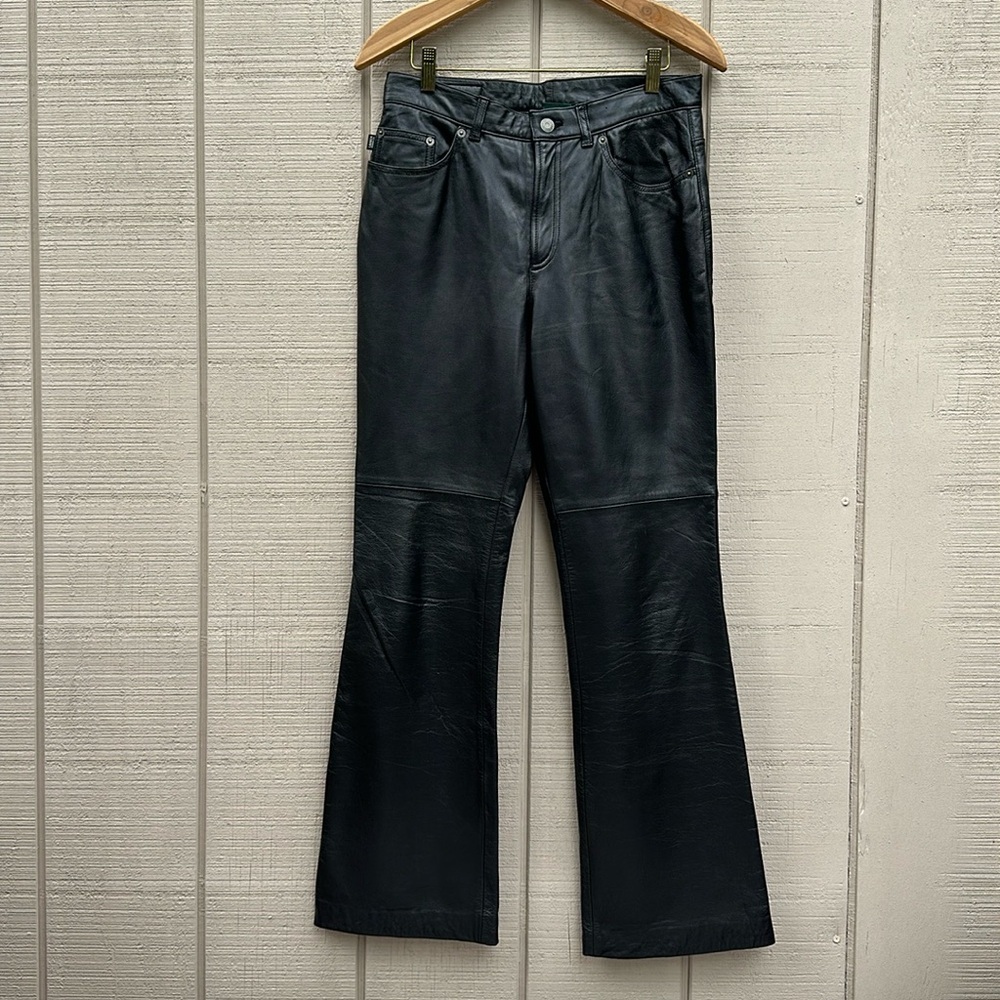 Ralph Lauren Lauren Jeans Co. Black Leather Bootcut Pants